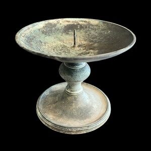 Vintage GATCO Solid Brass Pillar Candle Holder Made in India 3.5" x 4" Patina